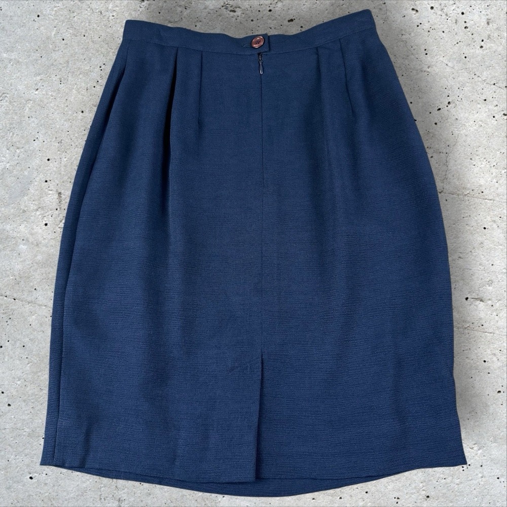 Vtg Karl Lagerfeld France Navy Blue Pencil A-Line Skirt‎ Sz 40 US 8 - Picture 3 of 5